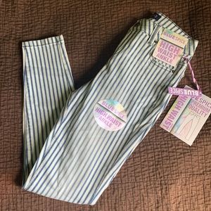 Blue Spice High Waisted Striped Jeans